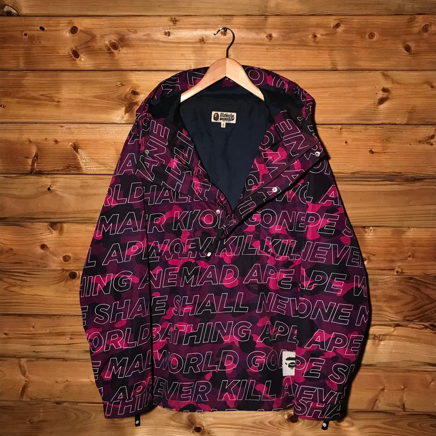Bape, A Bathing Ape Text Colour Purple Camo anorak jacket