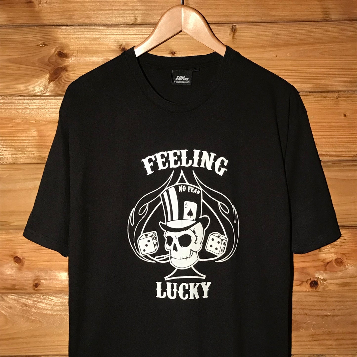 No Fear Feeling Lucky Spellout t shirt