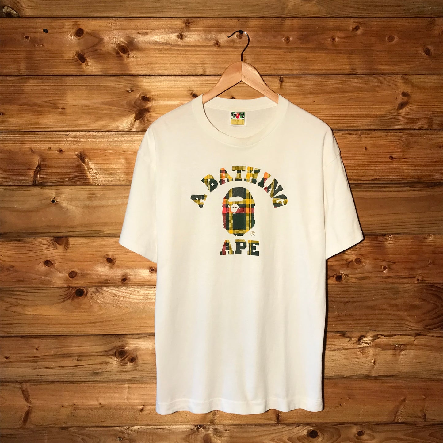 Bape, A Bathing Ape College Spellout Plaid Tartan t shirt