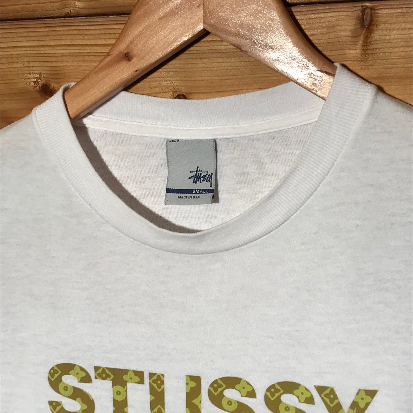 Stüssy N4 Louis Vuitton Monogram Parody Centre Spellout t shirt