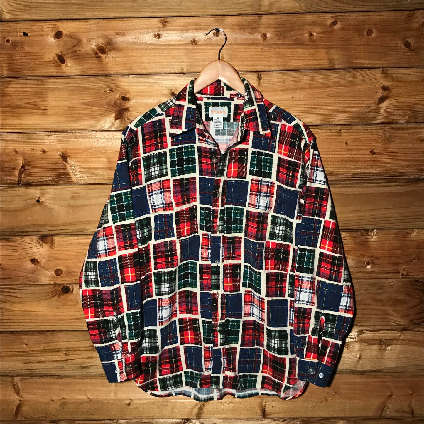 Beams Plaid Tartan Squared button up overshirt