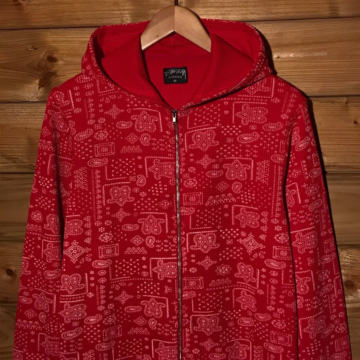 Stüssy Paisley Bandana Patten AOP Waffle Knit zip up hoodie