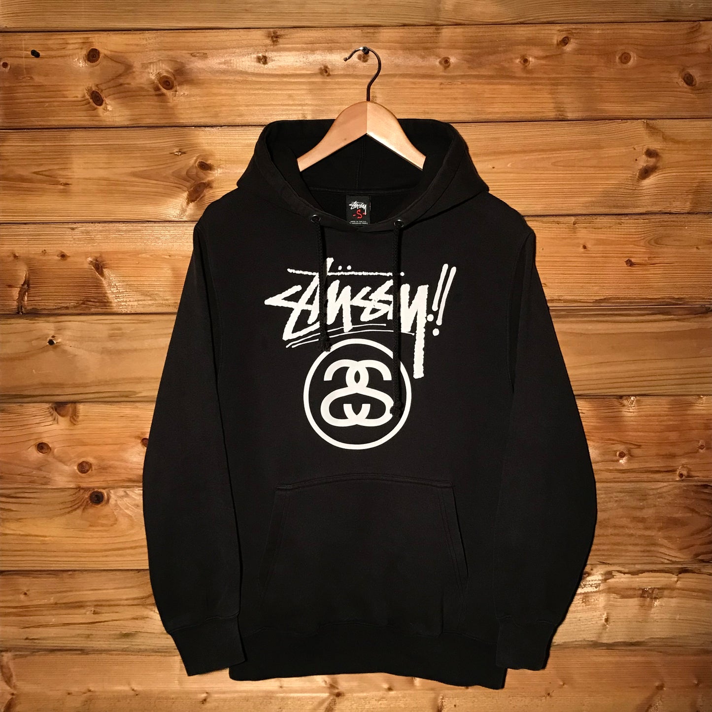 Stüssy Exclamation Script Spellout Link Logo hoodie