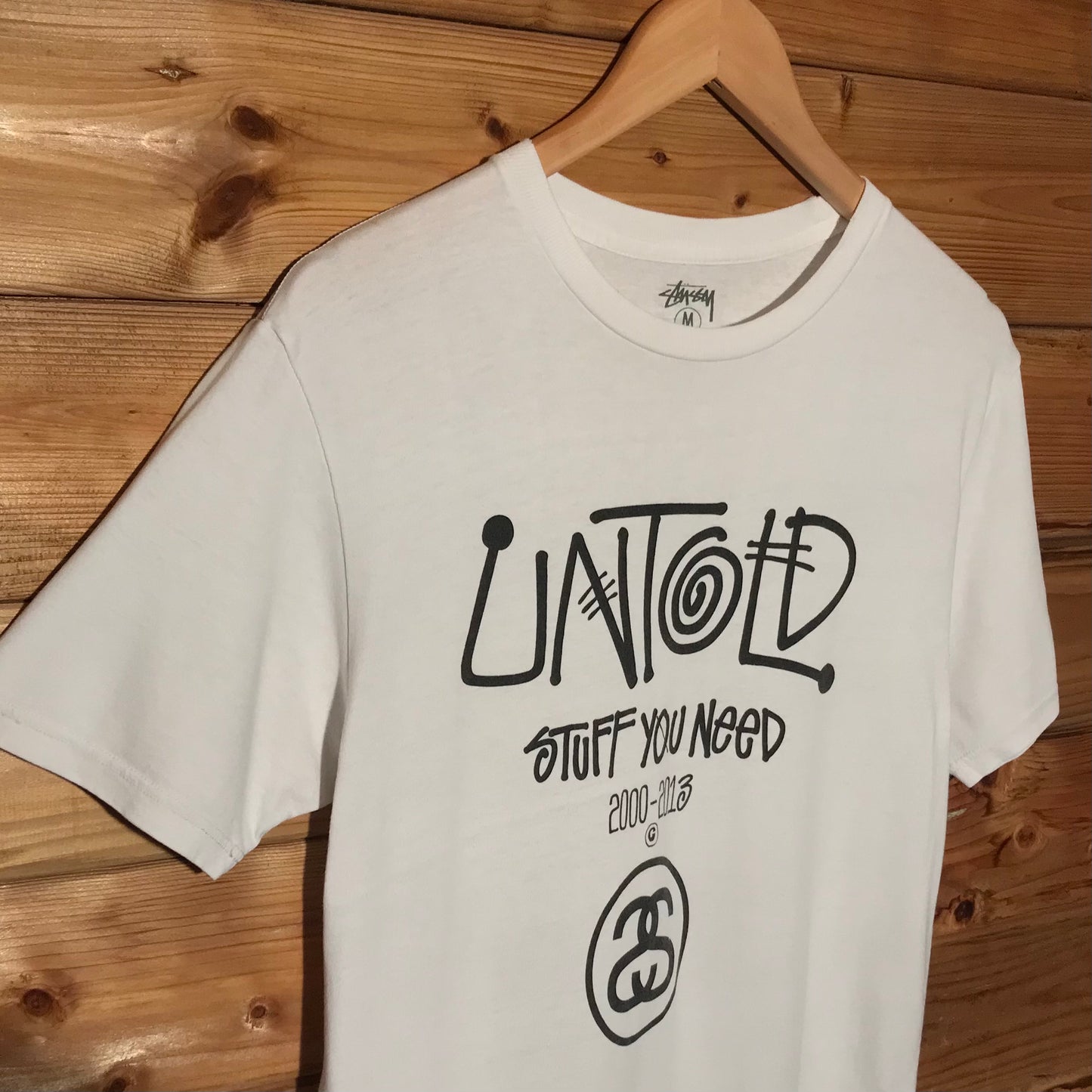 2013 Stüssy x UNTOLD Stuff You Need Centre Spellout t shirt
