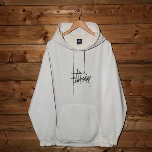 90s Stüssy International Striped Centre Script Spellout hoodie