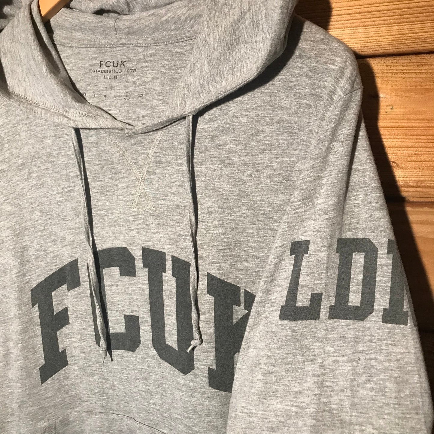 French Connection FCUK Spellout hooded long sleeve t shirt