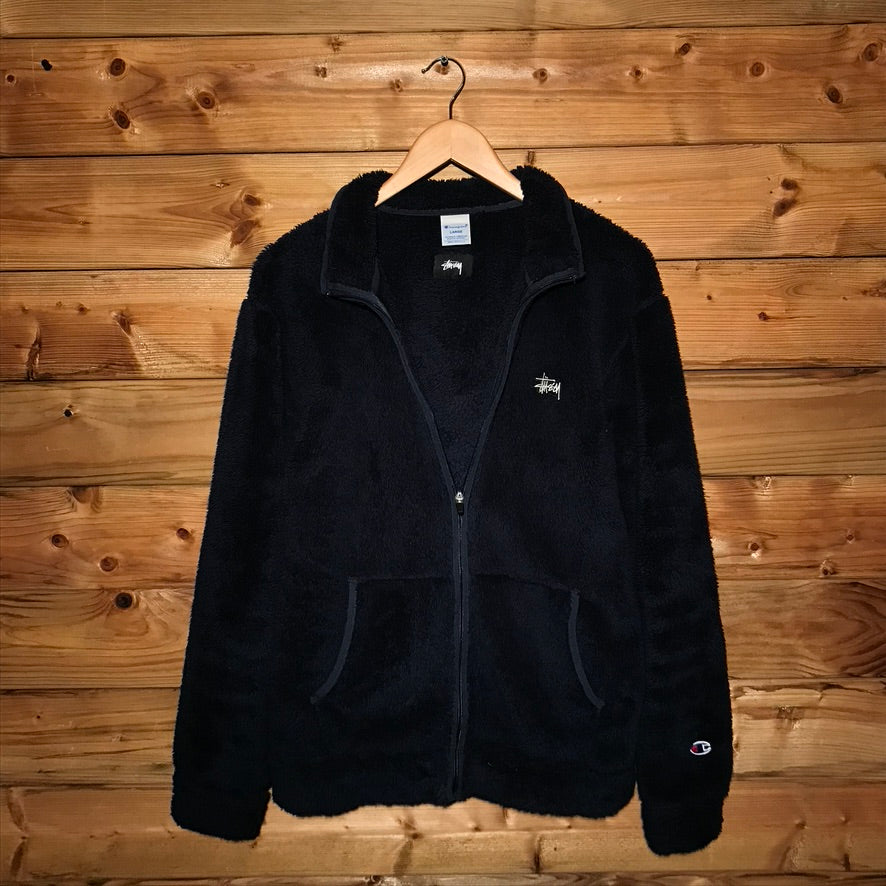 2015 Stüssy x Champion Corner Script Sherpa fleece jacket