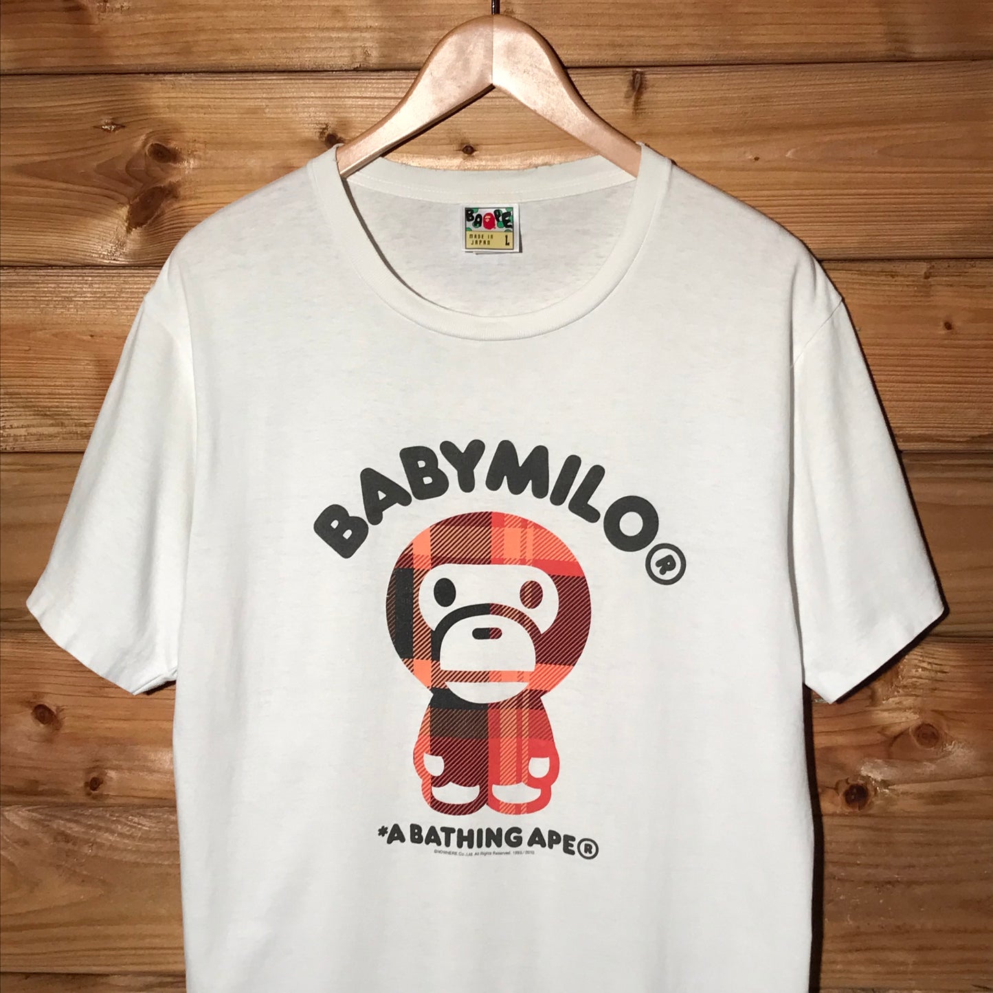 2010 Baby Milo, A Bathing Ape Arc Spellout Plaid Tartan t shirt