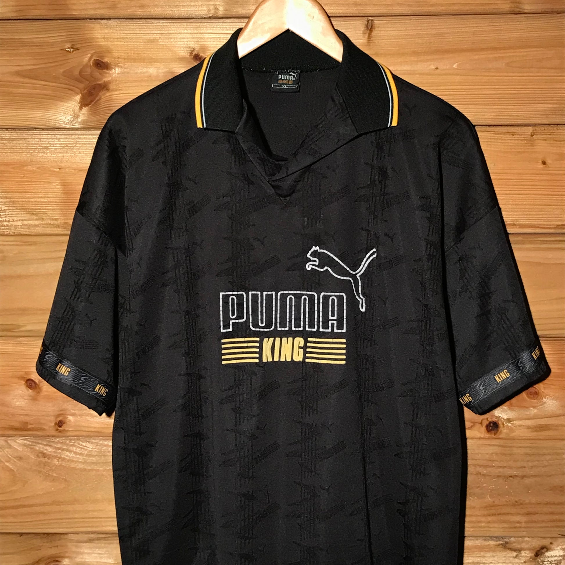 90s Puma King Spellout Tonal Print polo t shirt HeresWear