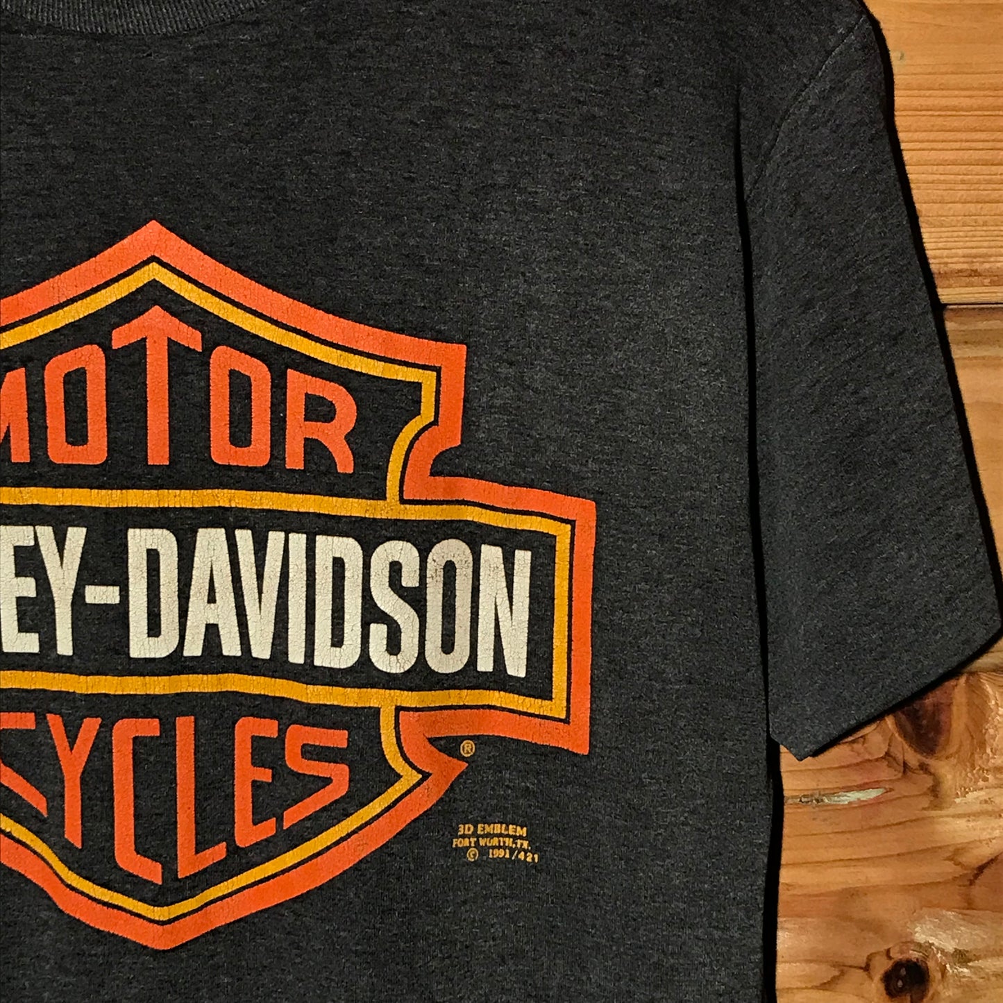 1991 Harley Davidson 3D Emblem Centre Spellout t shirt