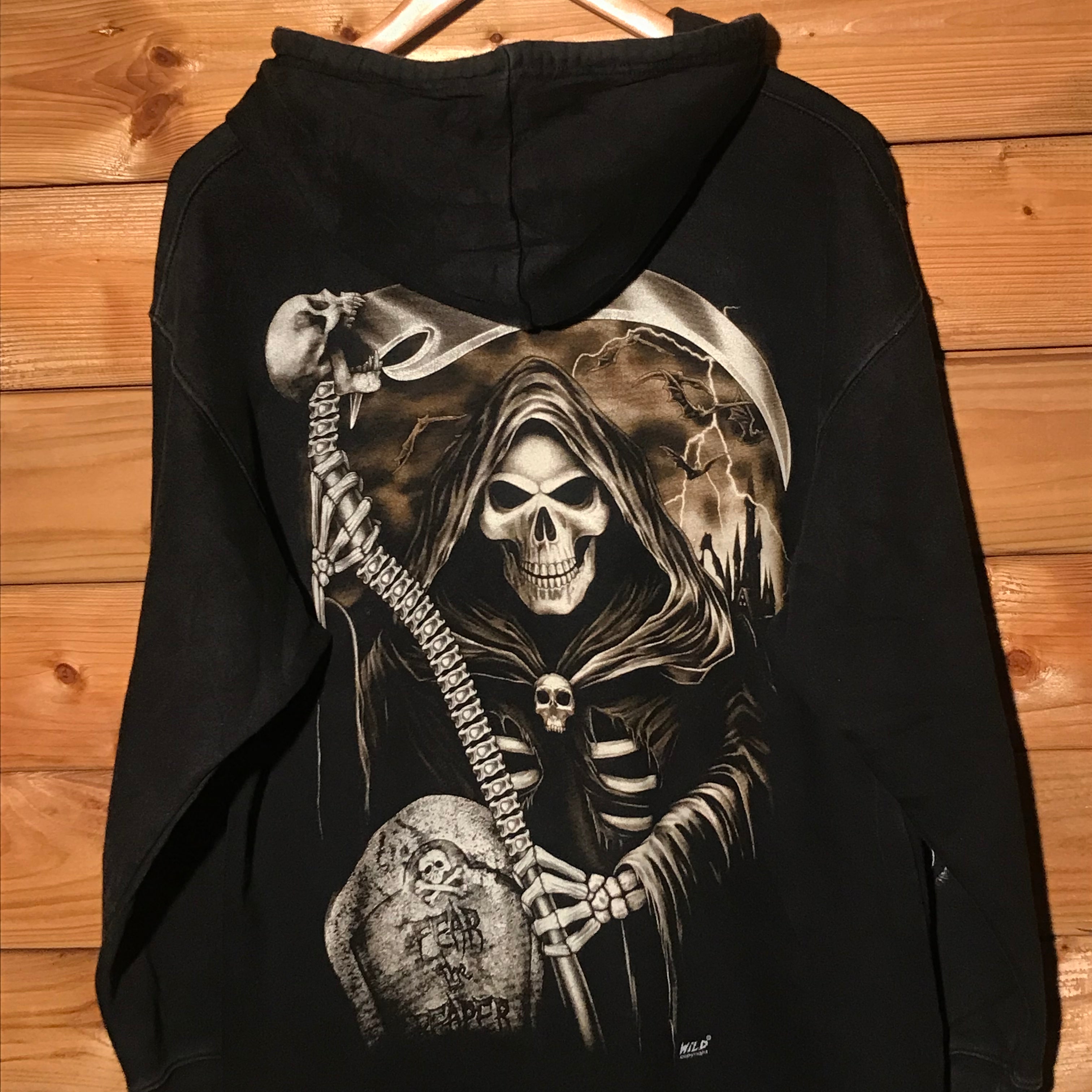 Wild Copyright Grim Reaper Skeleton zip up hoodie HeresWear