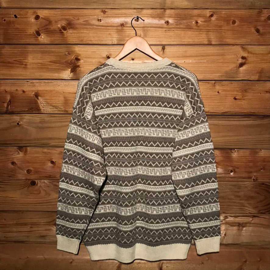 90s Burberry Golf Landscape Design Centre Spellout knit sweatshirt