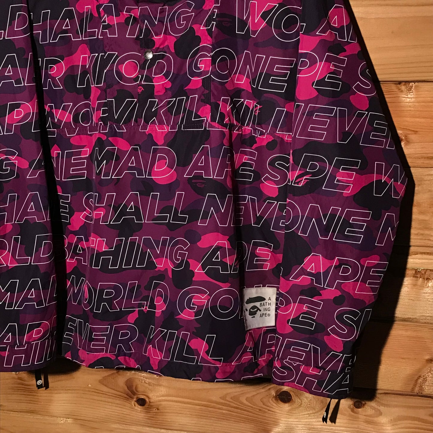 Bape, A Bathing Ape Text Colour Purple Camo anorak jacket
