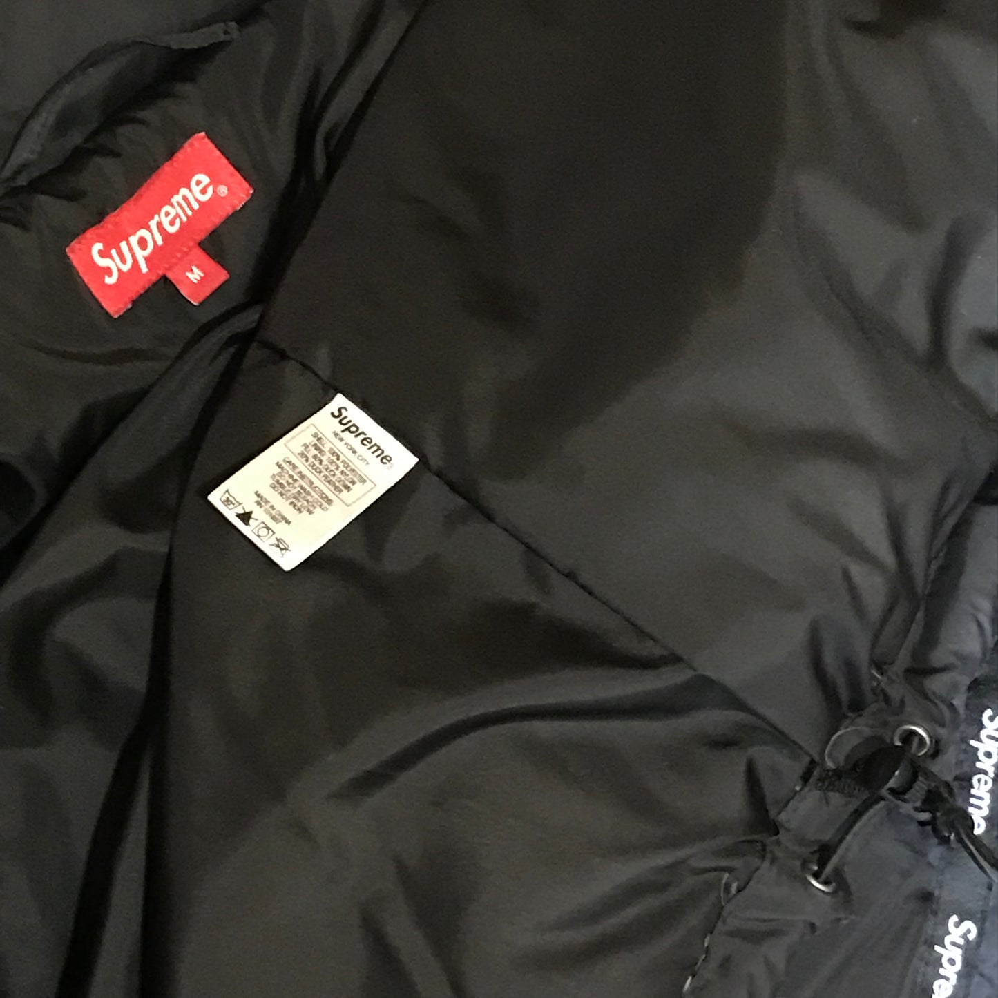 2016 Supreme Taped Repeat Spellout puffer jacket