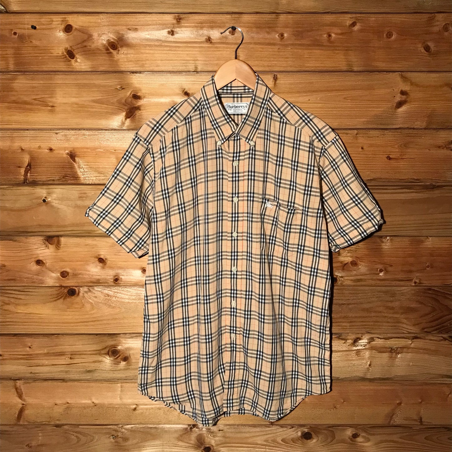 90s Burberry Nova Check Pattern short sleeve button up shirt