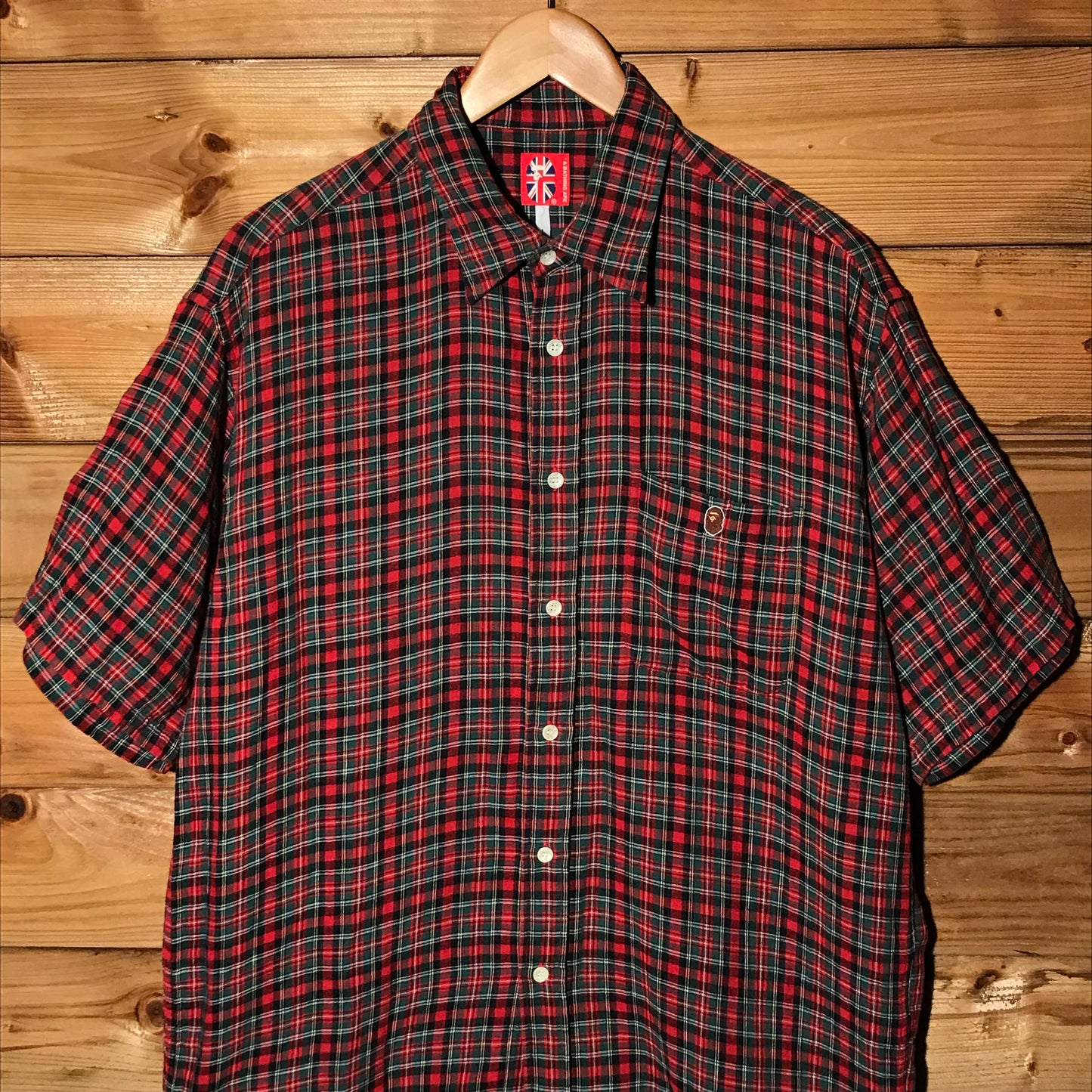 Bape, A Bathing Ape Plaid Tartan button up shirt