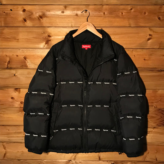 2016 Supreme Taped Repeat Spellout puffer jacket