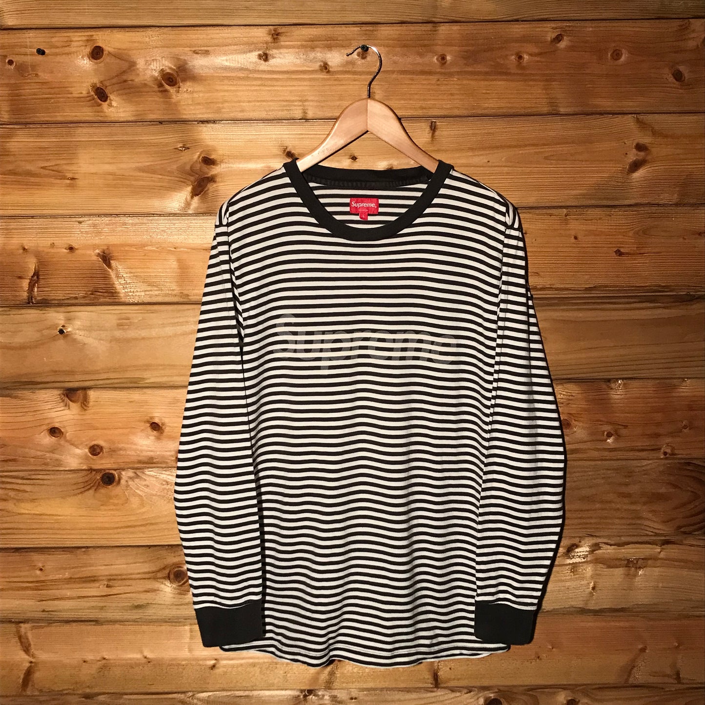 2015 Supreme Striped Spellout long sleeve t shirt