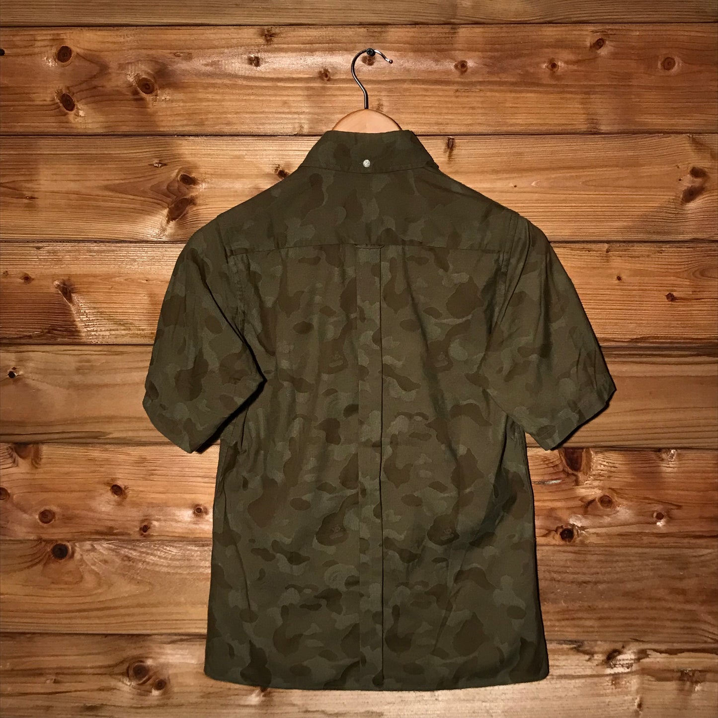 Bape, A Bathing Ape Tonal Green Camo AOP button up shirt