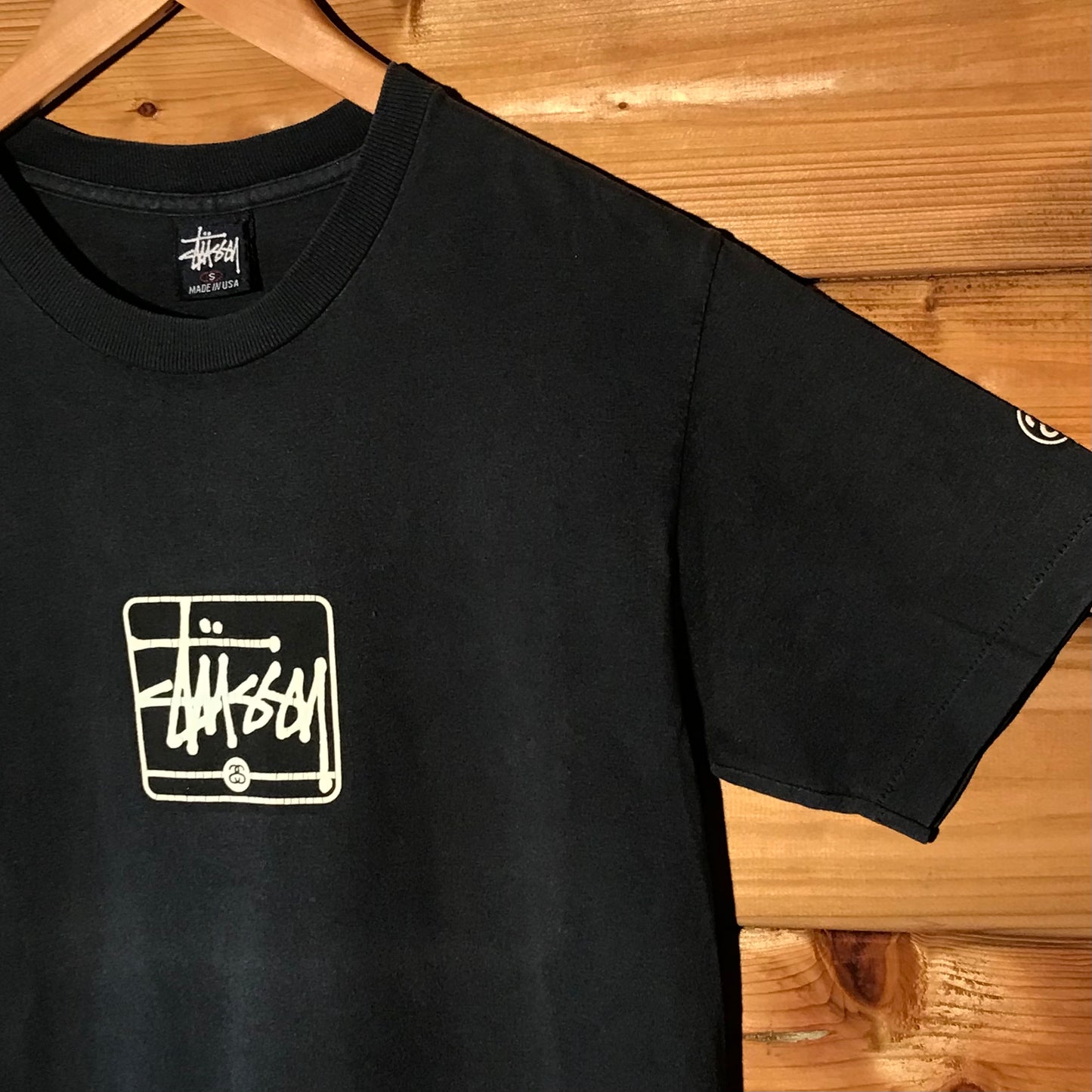 90s Stüssy Boxed Centre Script Spellout t shirt