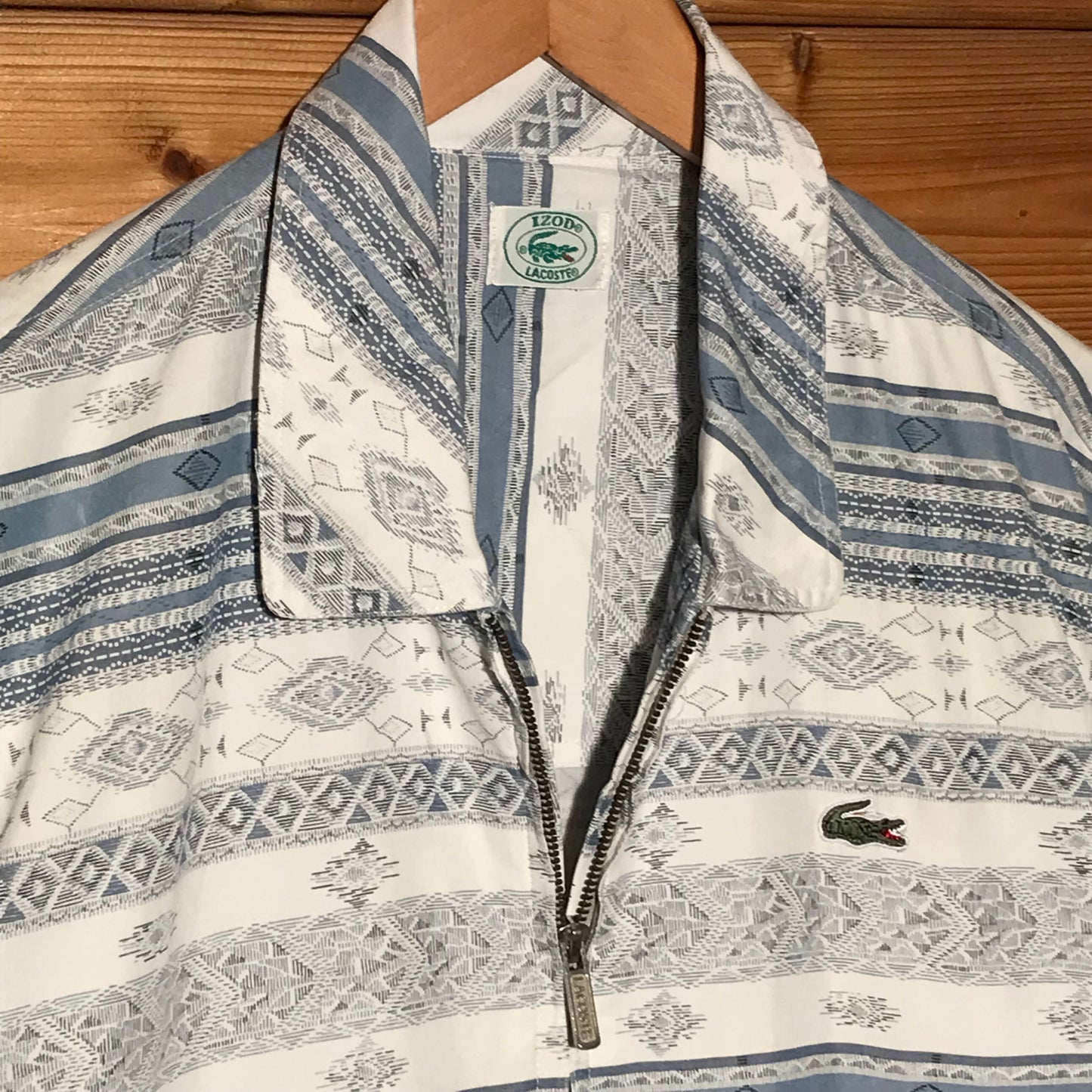 80s Lacoste Aztec Pattern AOP zip up jacket