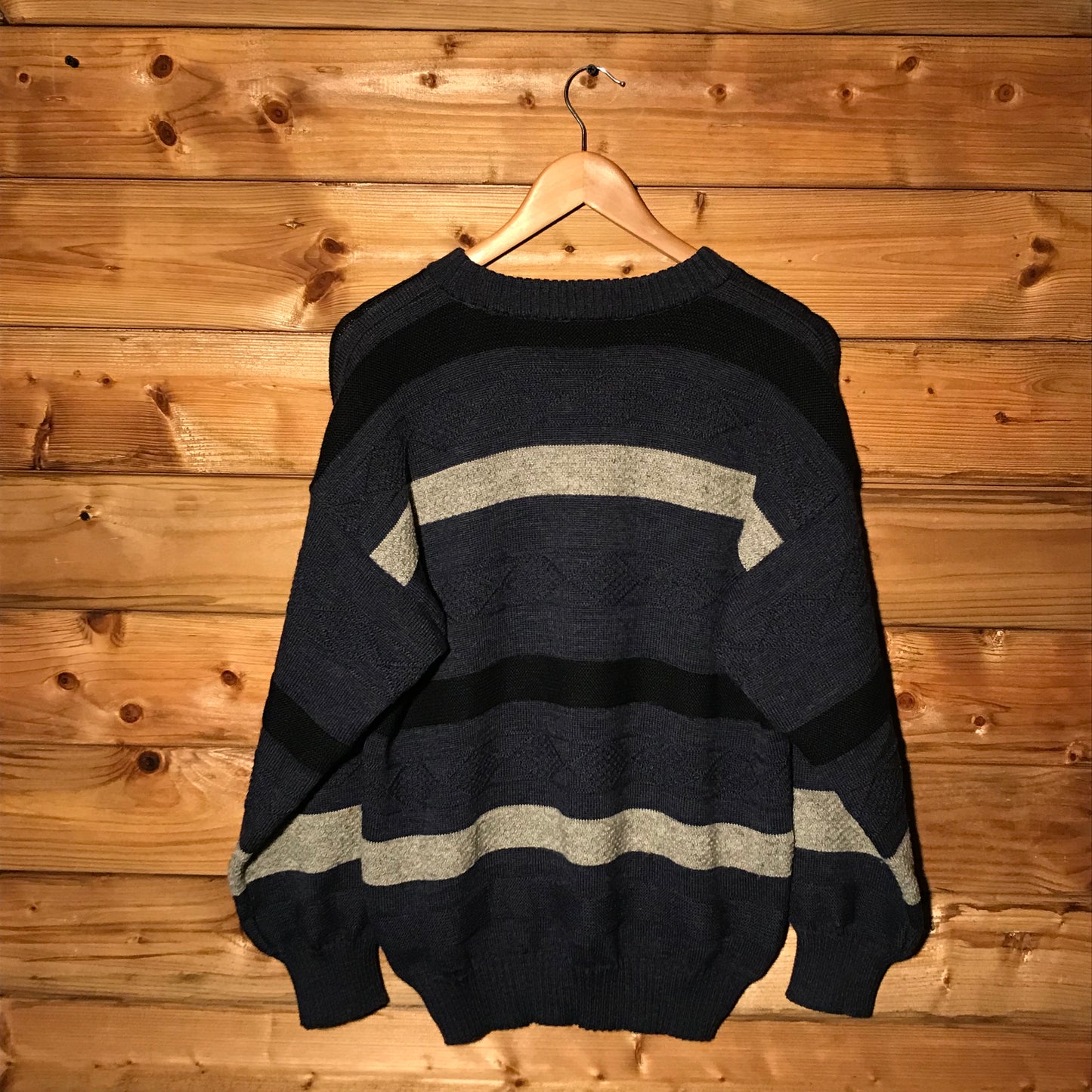 90s Burberry Knight Crest Striped knit sweatshirt