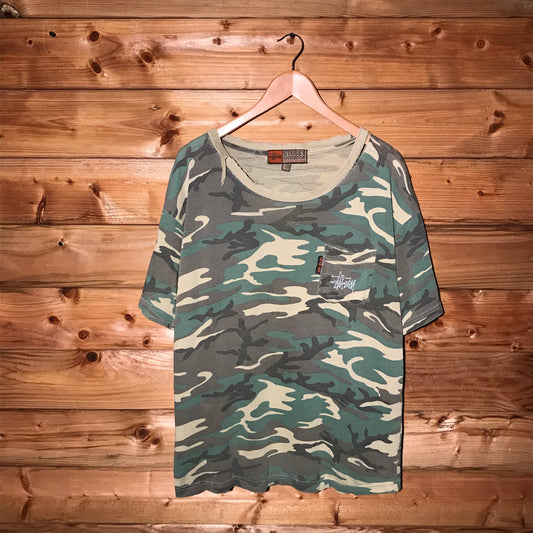 90s Stüssy Outdoor All Season Gear Camo Pocket t shirt