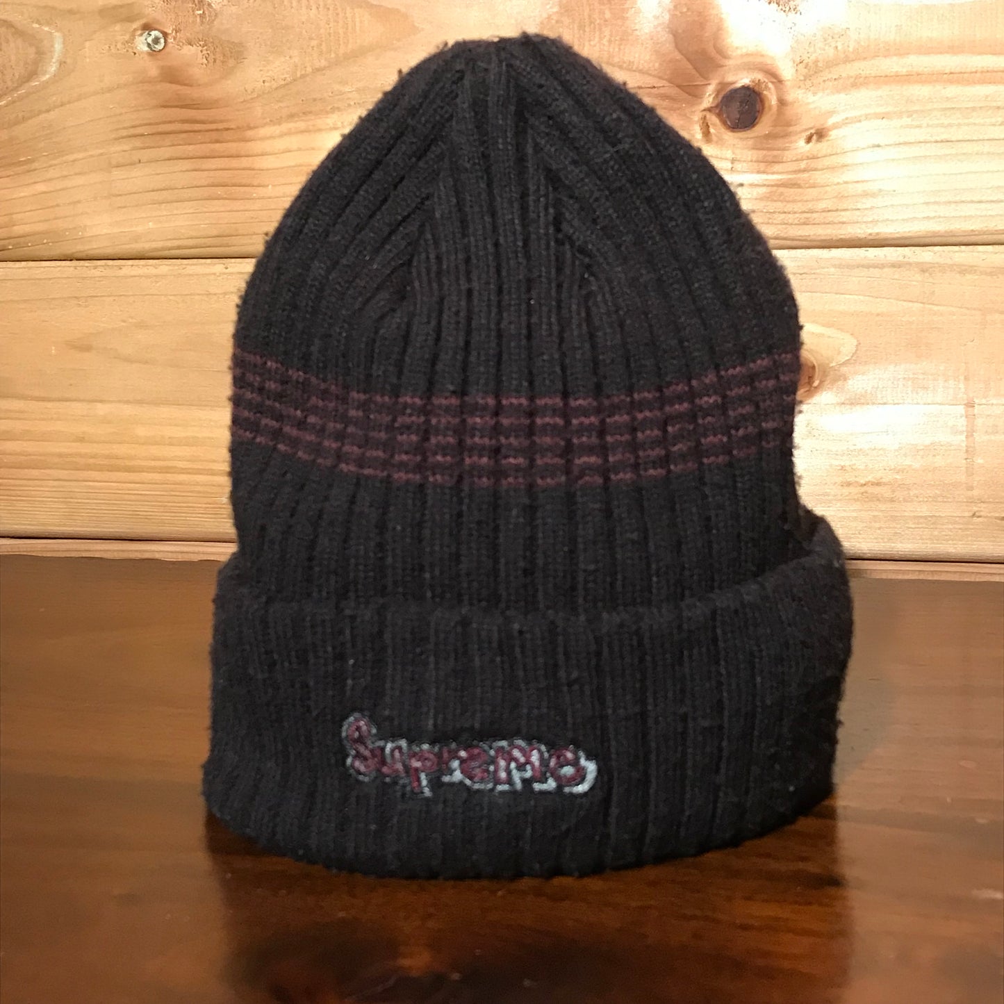 Supreme x Mark Gonzales Spellout Striped beanie