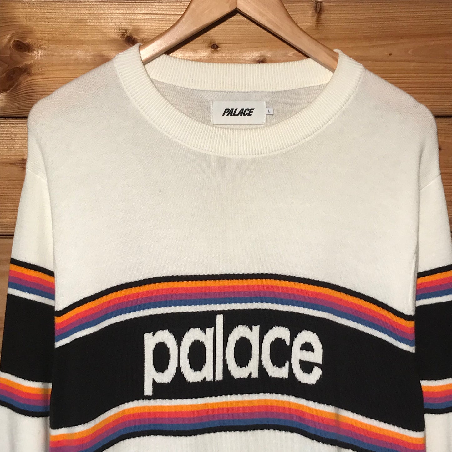 Palace Multi Stripe Spellout knit sweatshirt