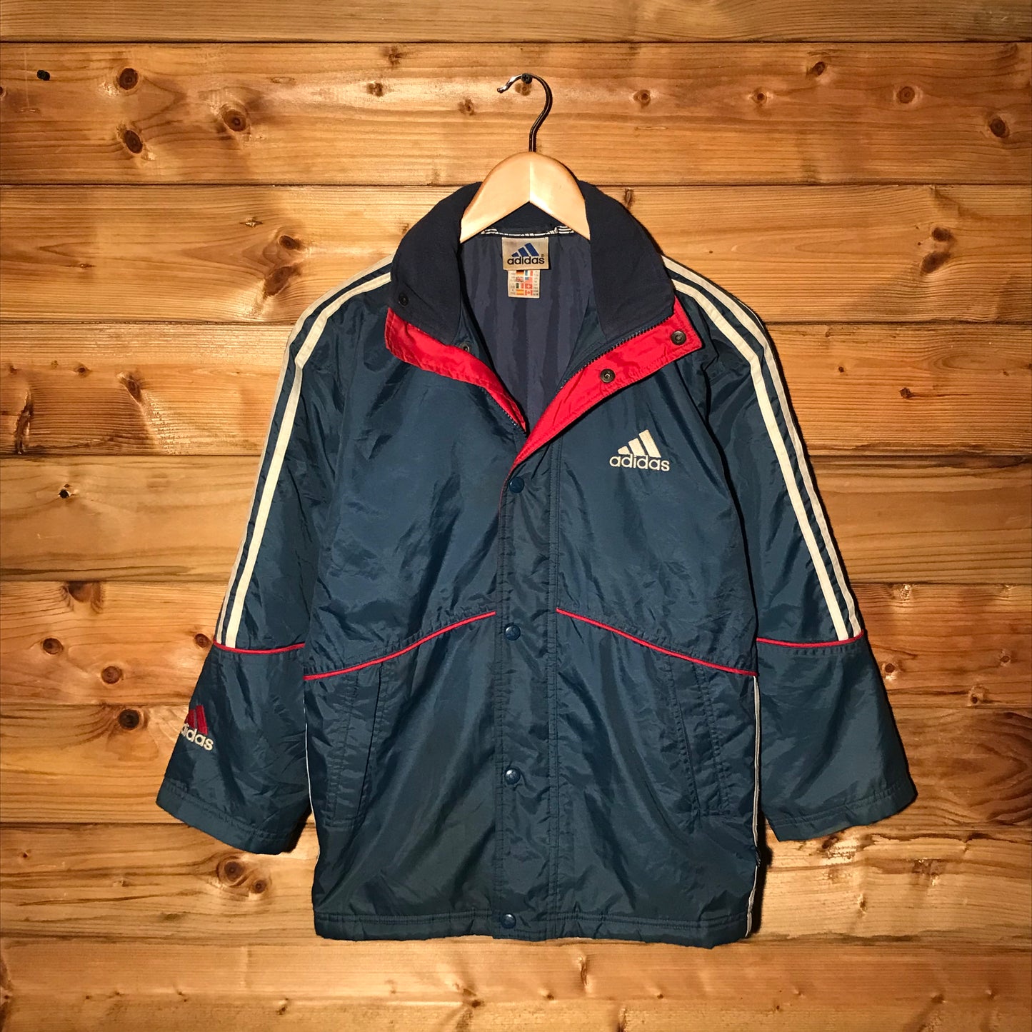 90s Adidas Piping Striped down jacket