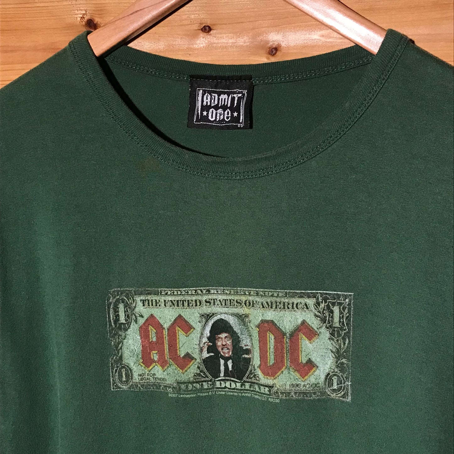 2007 AC/DC Money Talks One Dollar Bill t shirt