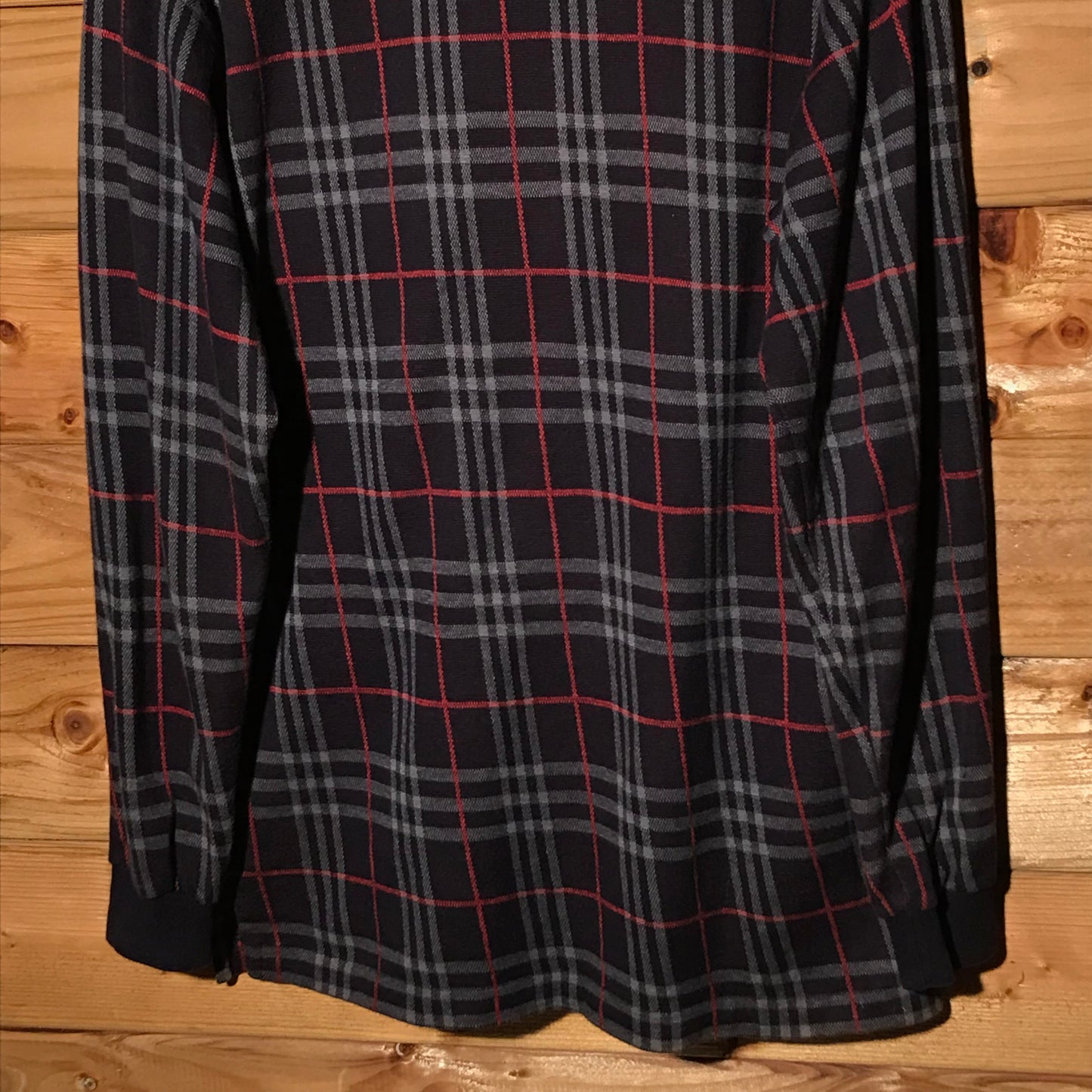 90s Burberry Nova Check Pattern long sleeve polo t shirt