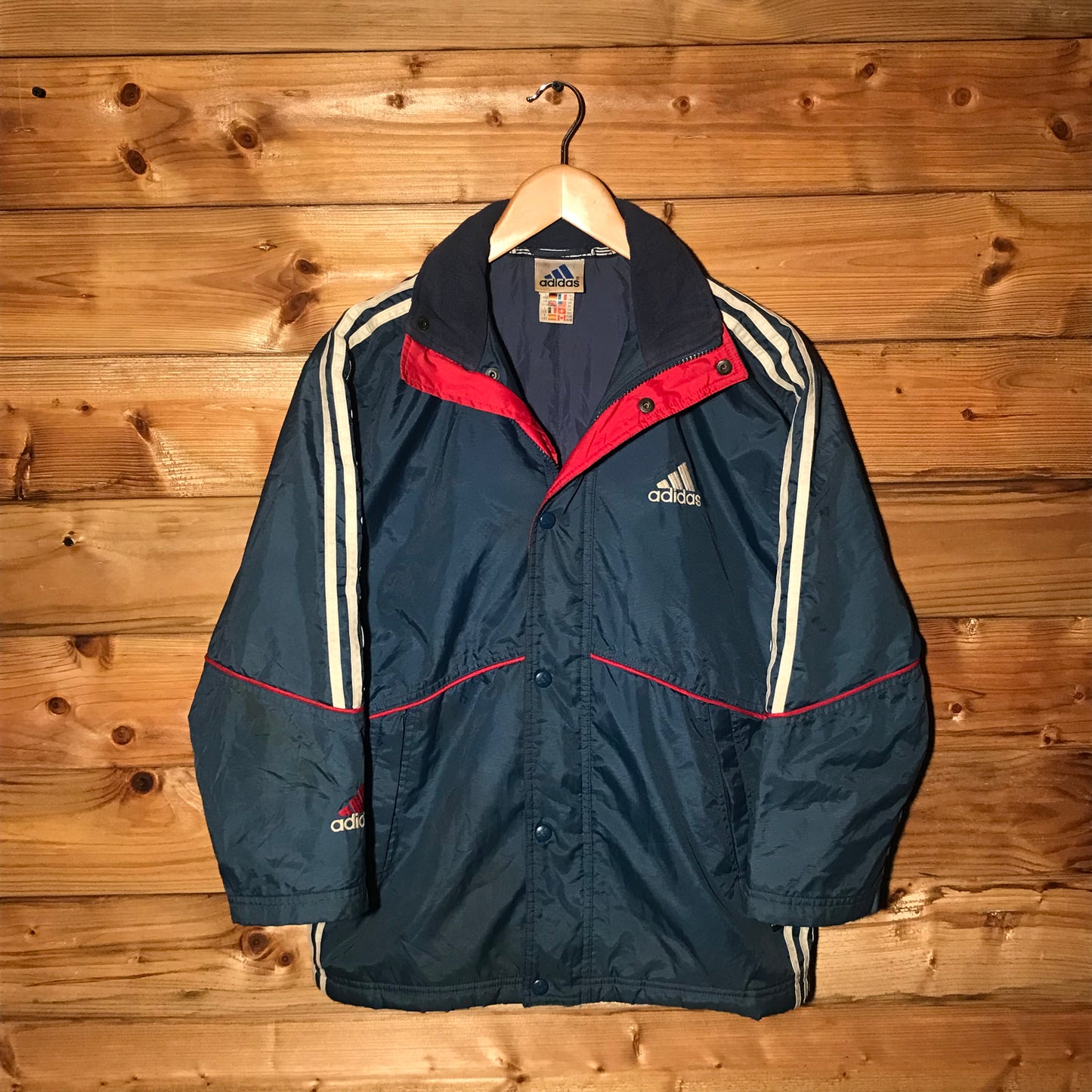 90s Adidas Piping Striped down jacket