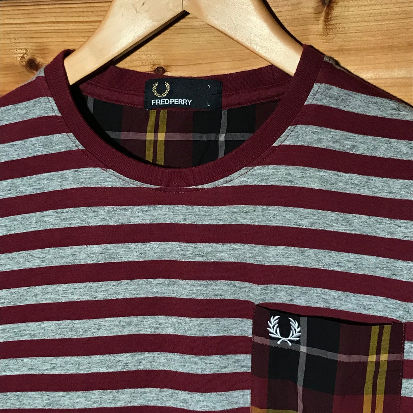 Fred Perry Tartan Pocket Striped t shirt