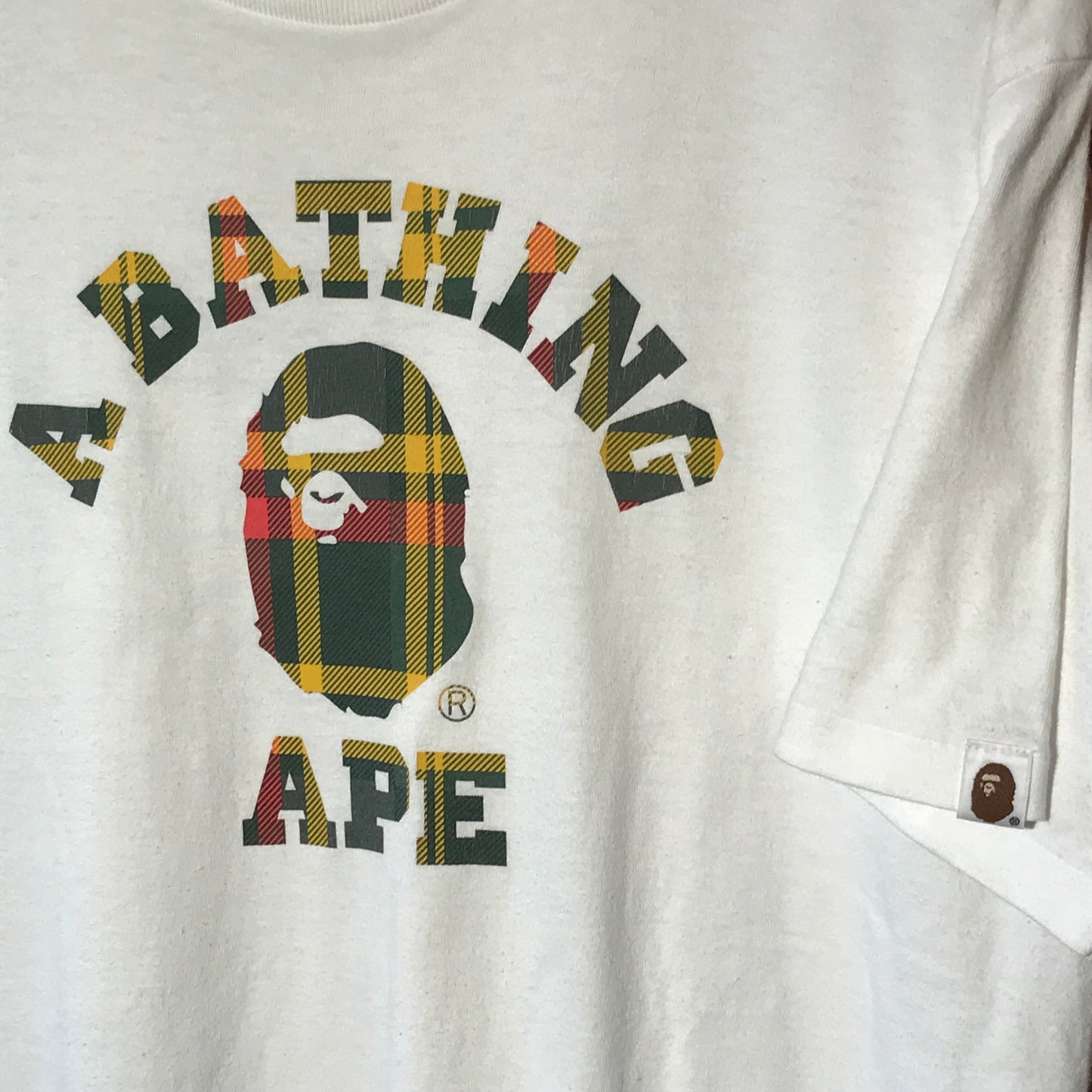 Bape, A Bathing Ape College Spellout Plaid Tartan t shirt