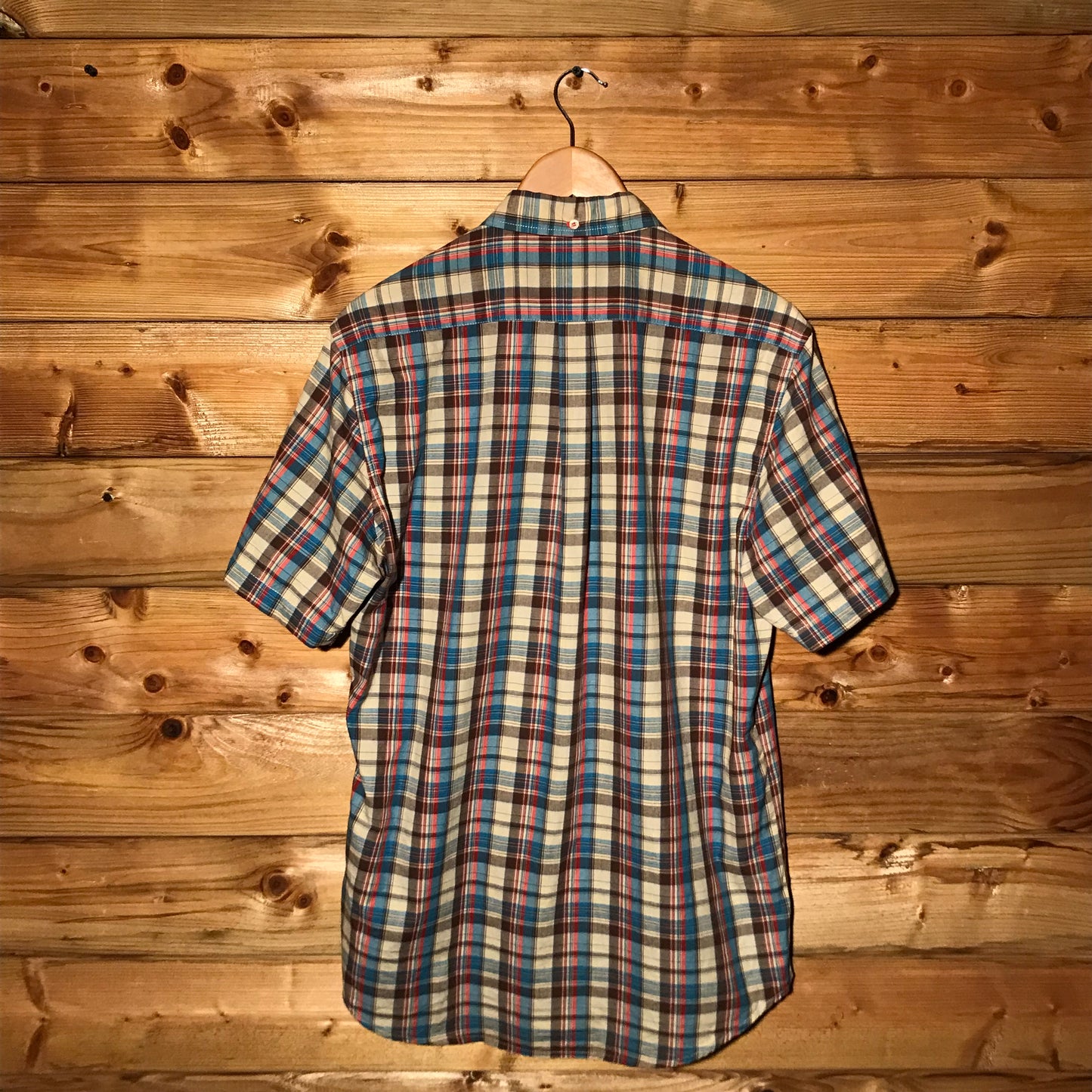 90s Stüssy Plaid Corner Script short sleeve button up shirt