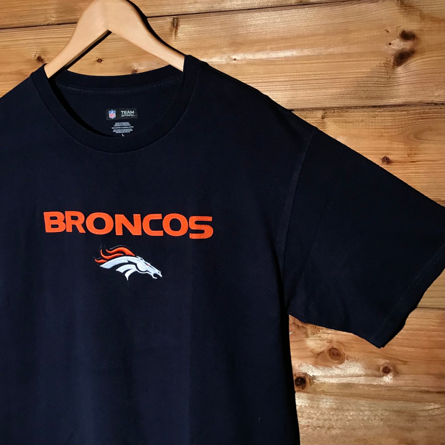 NFL Team Denver Broncos Centre Spellout t shirt