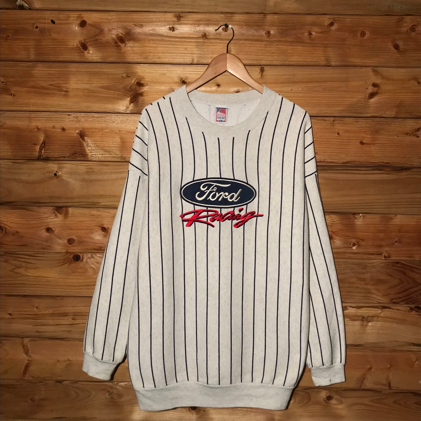 90s Ford Racing Centre Spellout Pinstripe sweatshirt