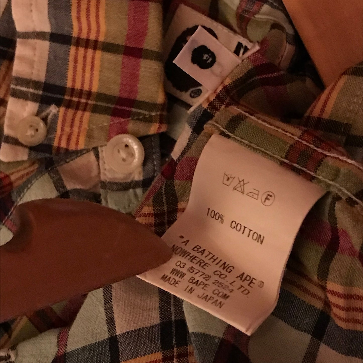 Bape, A Bathing Ape Plaid Tartan button up shirt