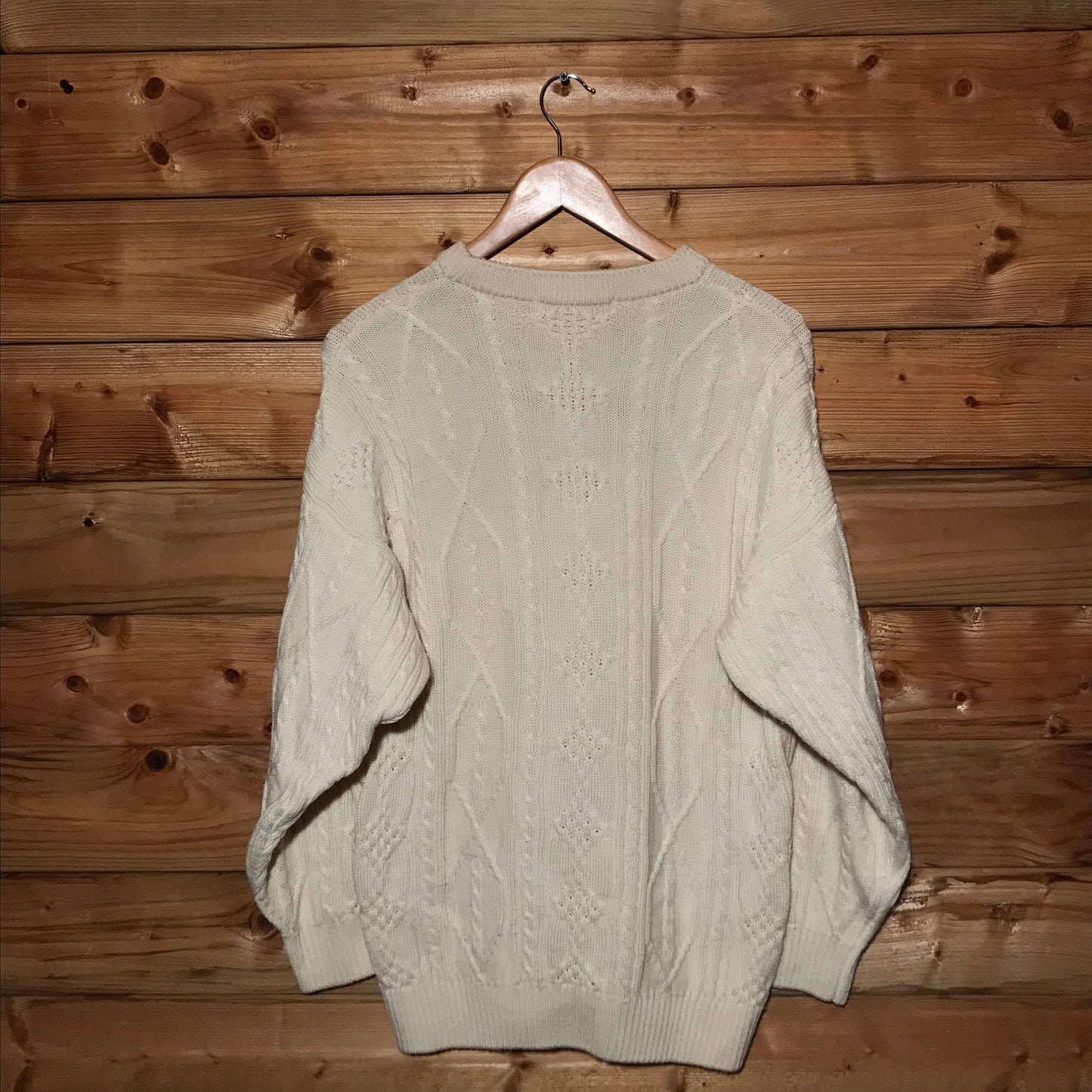 90s Burberry Centre Spellout cable knit sweatshirt