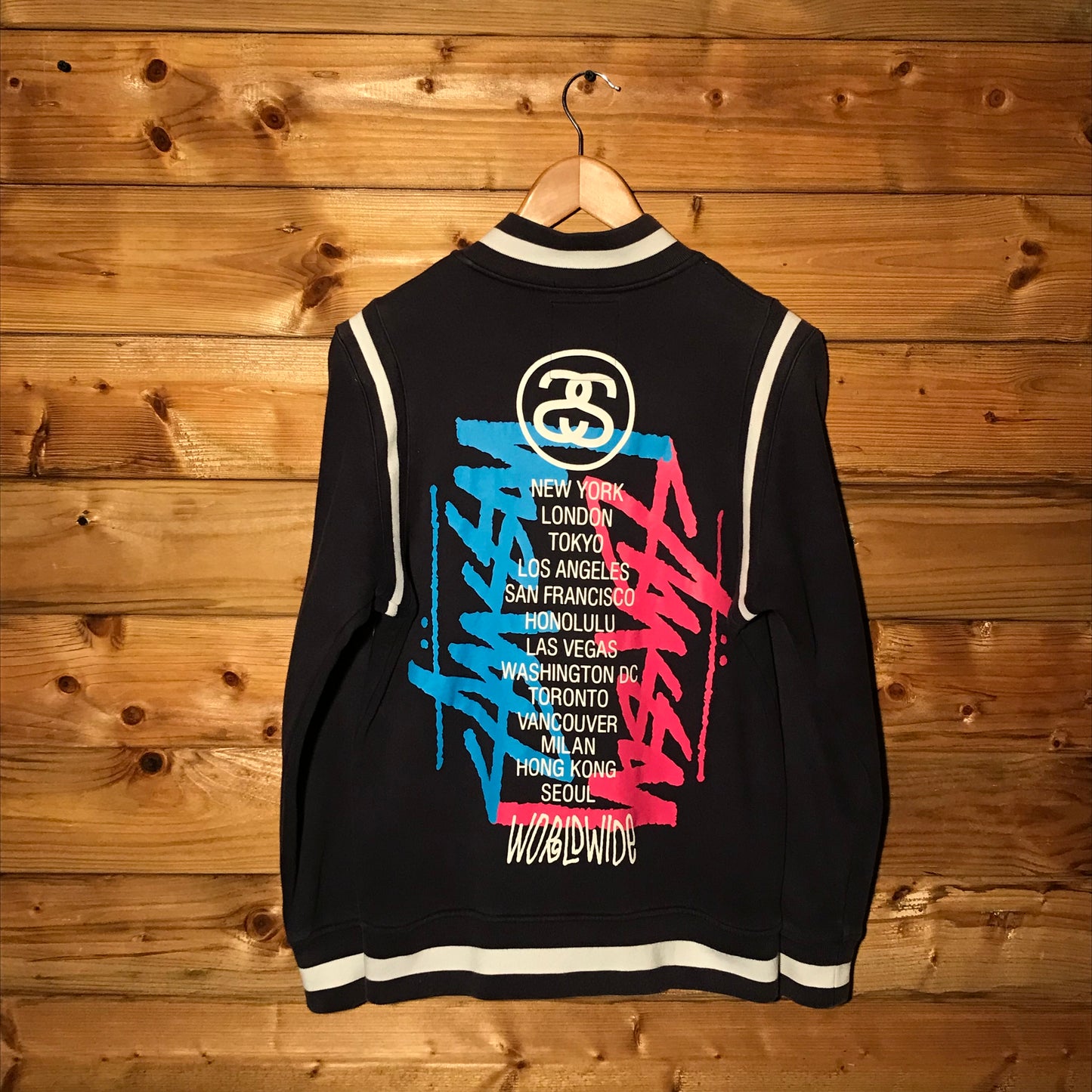 Stüssy World Tour Double Spellout varsity jacket