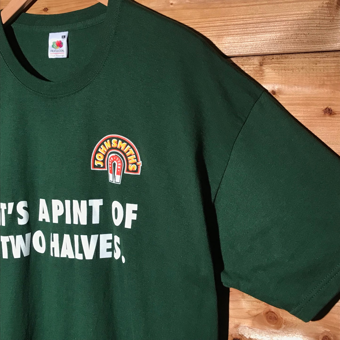 John Smith's It's A Pint Of Two Halves Spellout Promo t shirt