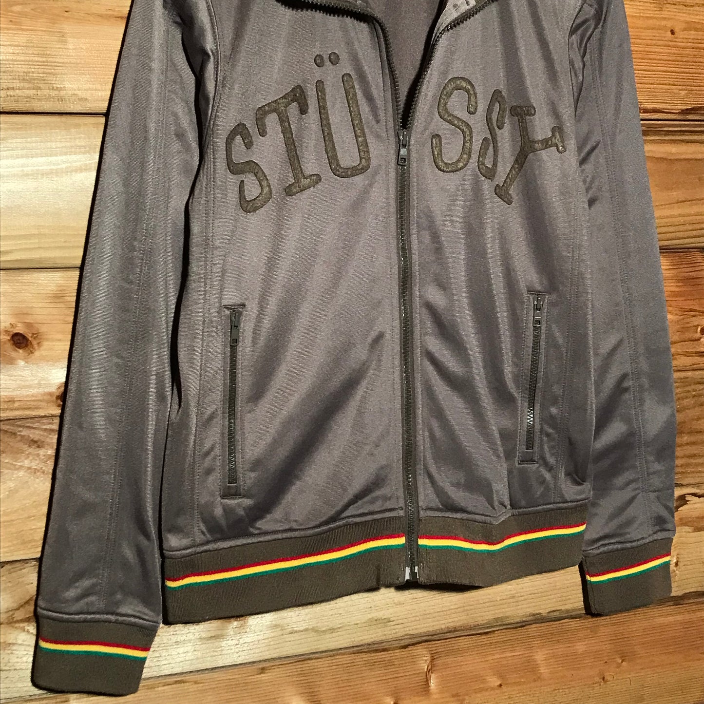 Stüssy Arc Spellout Rasta Striped track jacket