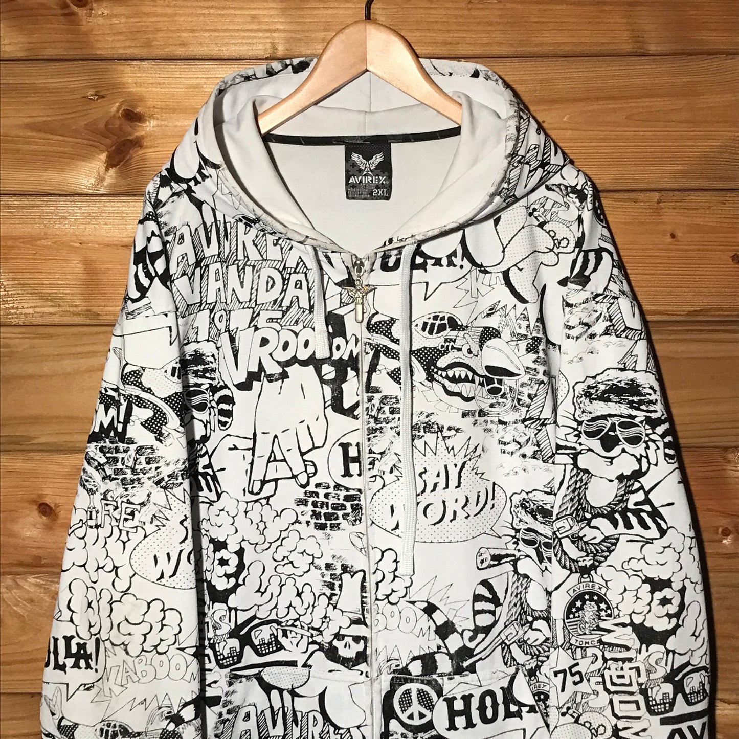 Avirex Vandal Comic Spellouts AOP zip up hoodie