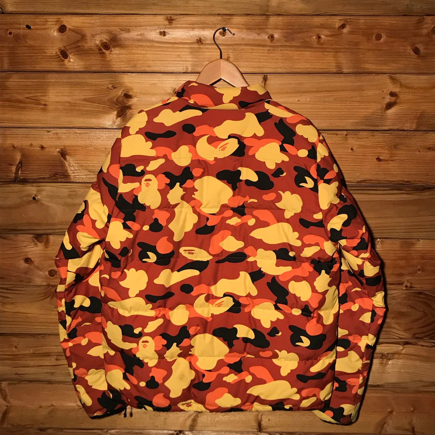 Bape, A Bathing Ape Orange Camo puffer jacket