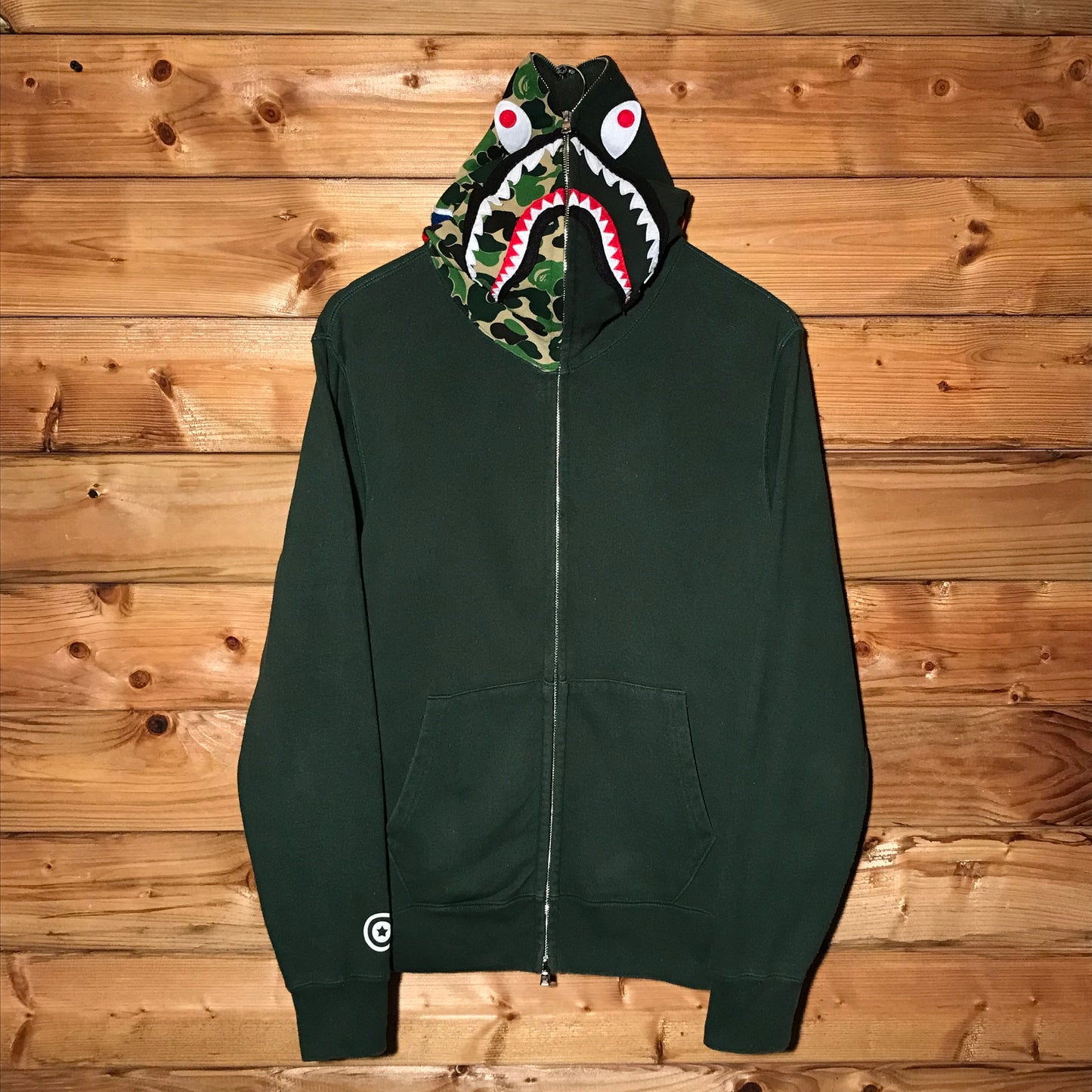 Bape, A Bathing Ape Half Camo Shark Face zip up hoodie