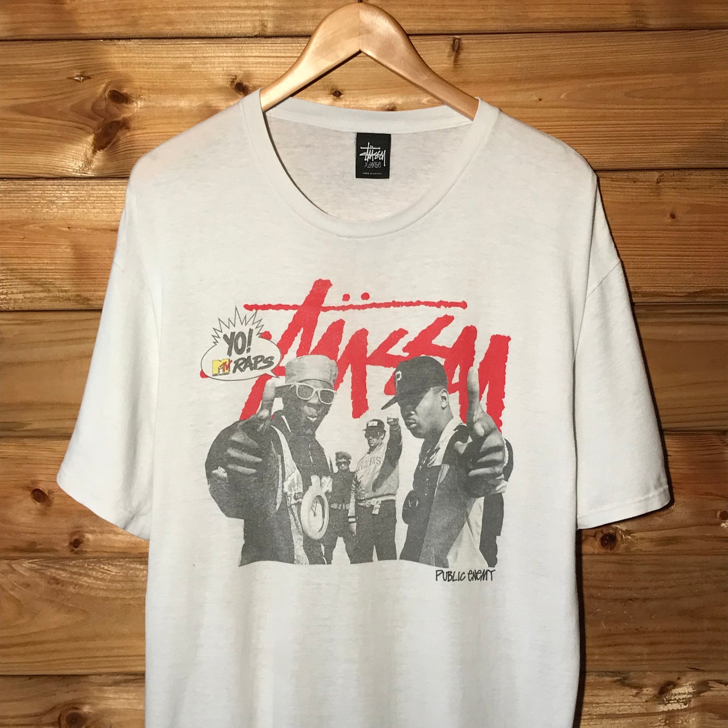 2013 Stüssy x MTV Raps Public Enemy Script Spellout t shirt