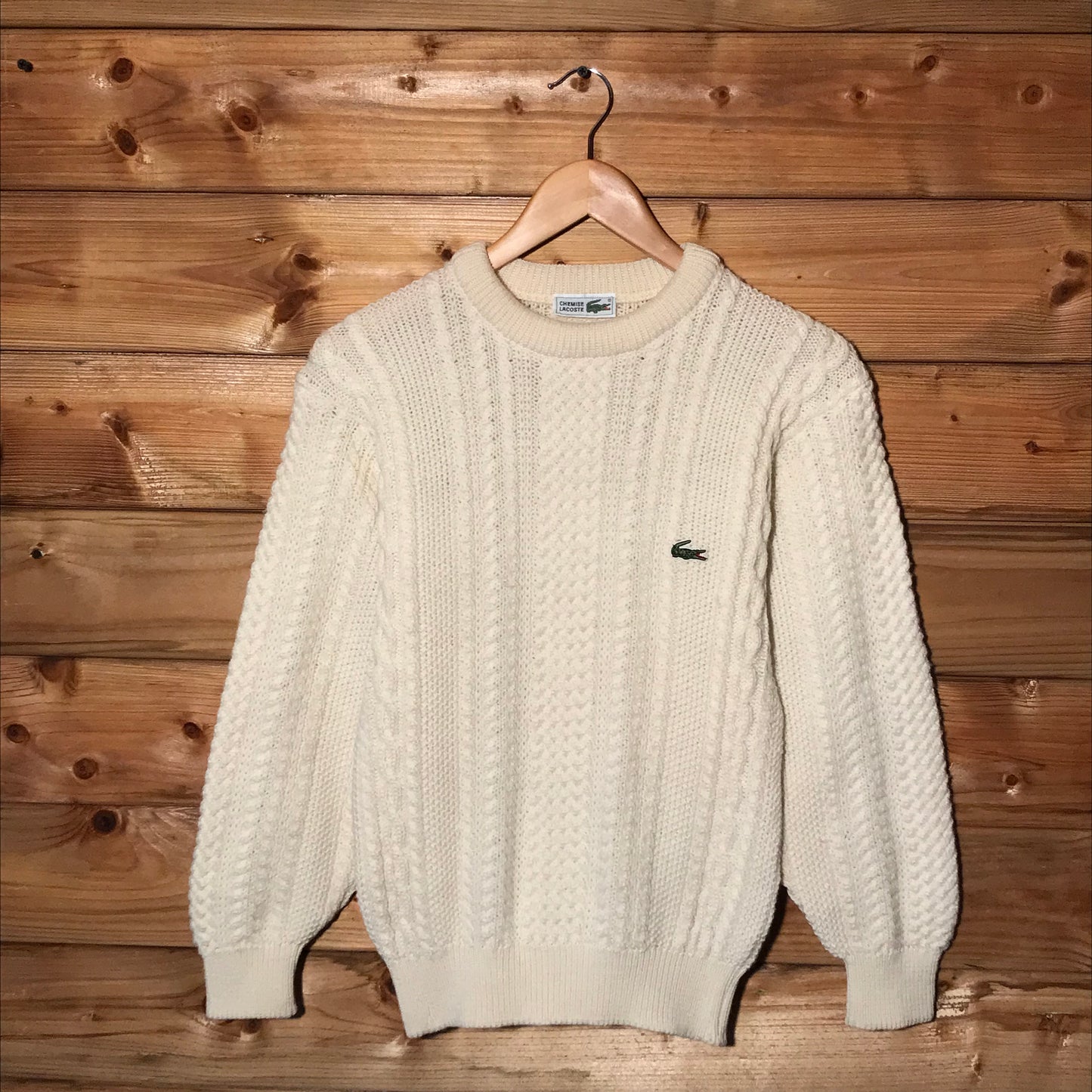 90s Lacoste Essentials cable knit sweatshirt