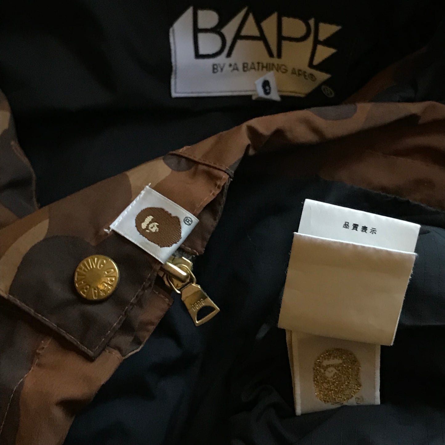 Bape, A Bathing Ape Brown Camo AOP Ski jacket