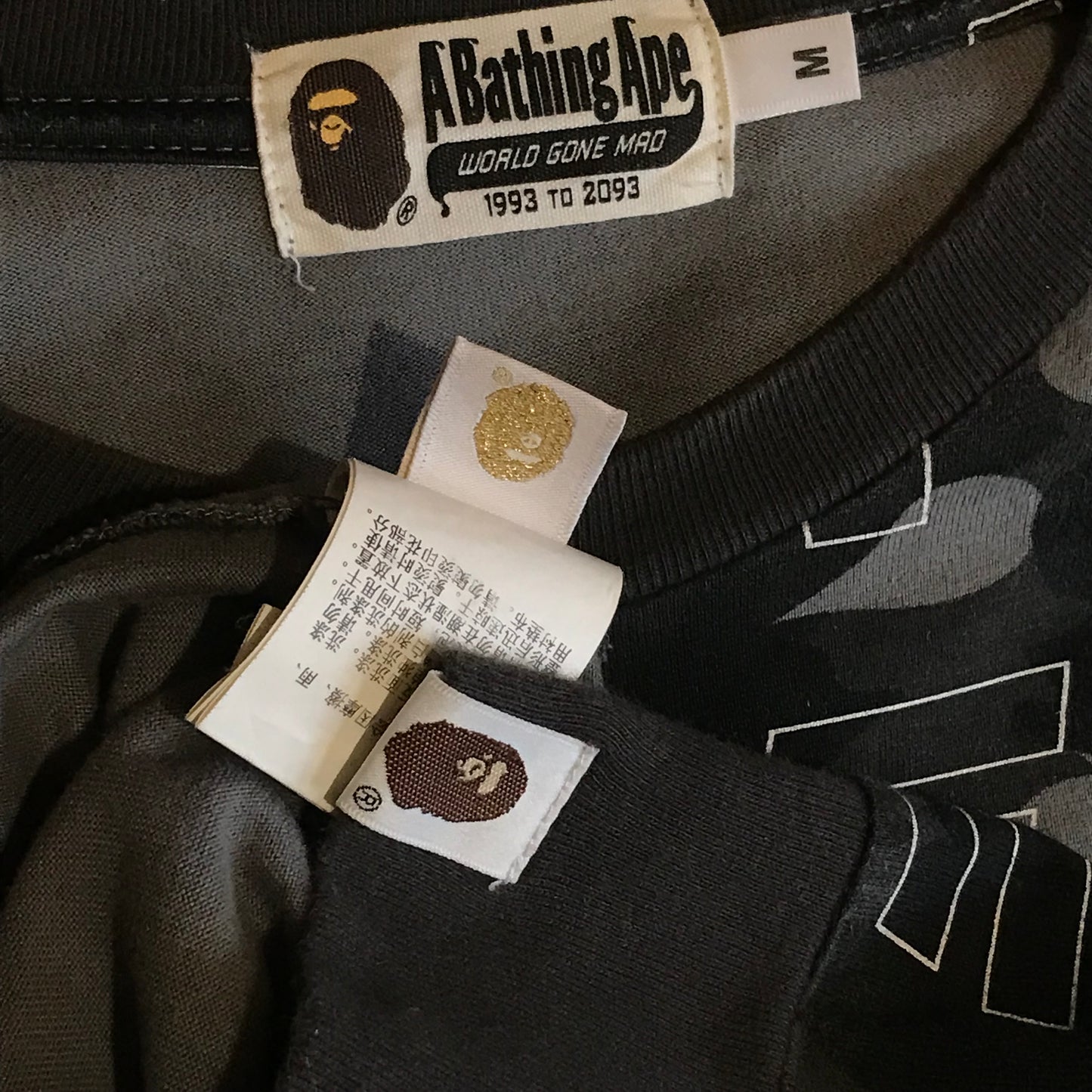 Bape, A Bathing Ape Text Color Camo long sleeve t shirt